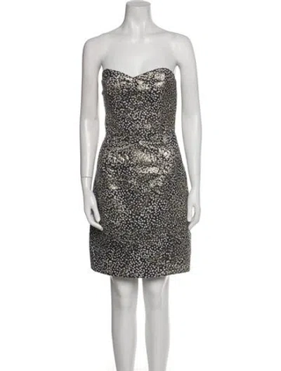 Pre-owned Milly Wool Mini Dress In Black/blue/gold