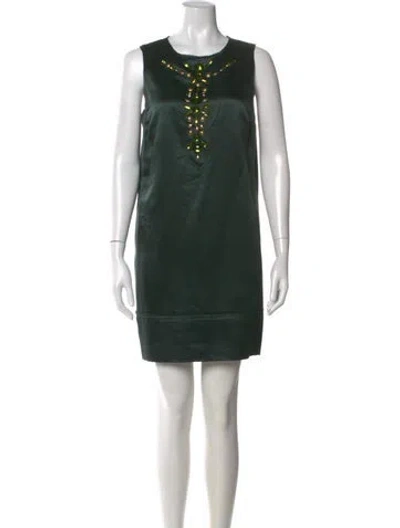 Pre-owned Milly Wool Mini Dress In Green