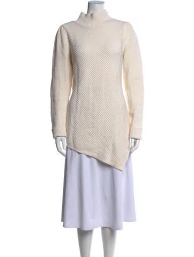 Pre-owned Milly Wool Mock Neck Sweater In Neutrals