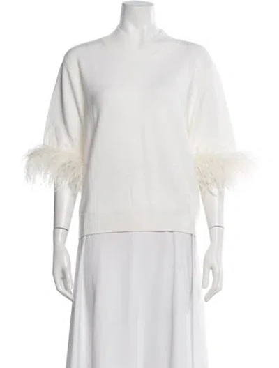 Pre-owned Milly Wool Mock Neck Sweater W/ Tags In Neutral