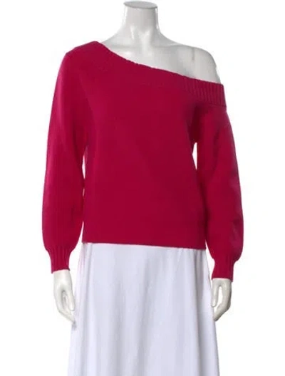 Pre-owned Milly Wool Off-the-shoulder Sweater In Pink