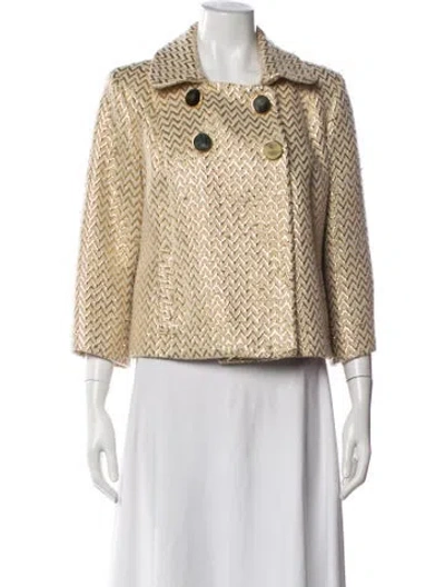 Pre-owned Milly Wool Patterned Jacket In Gold