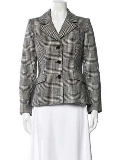 Pre-owned Milly Wool Plaid Print Blazer In Multi