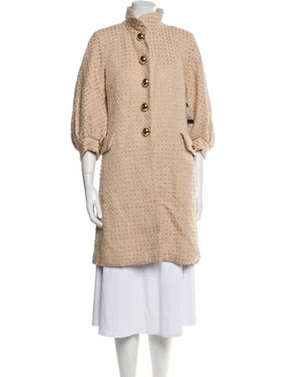 Pre-owned Milly Wool Printed Coat In Neutral