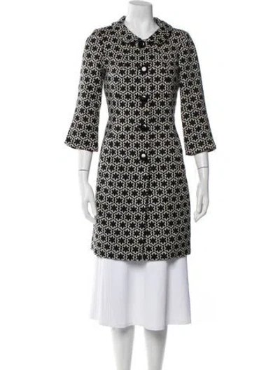 Pre-owned Milly Wool Printed Trench Coat In Black