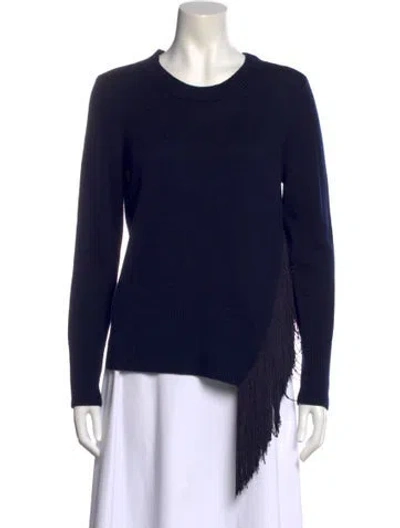 Pre-owned Milly Wool Scoop Neck Sweater In Blue