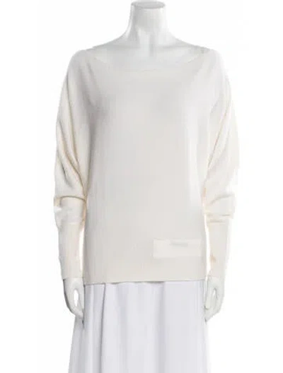 Pre-owned Milly Wool Scoop Neck Sweater In Neutral