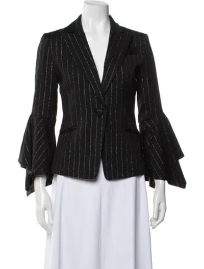 Pre-owned Milly Wool Striped Blazer In Black