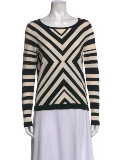 Pre-owned Milly Wool Striped Sweater In Black/neutrals