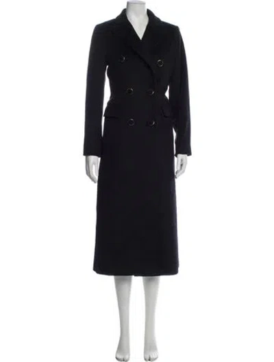 Pre-owned Milly Wool Trench Coat In Blue