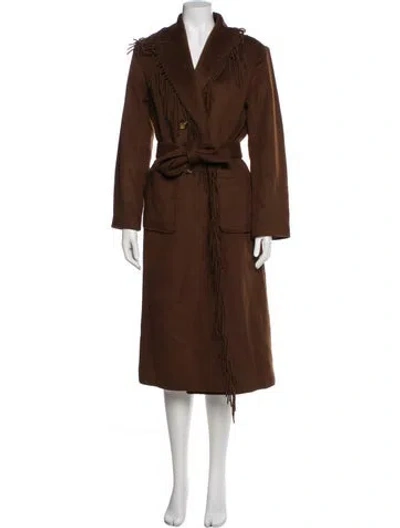 Pre-owned Milly Wool Trench Coat W/ Tags In Brown
