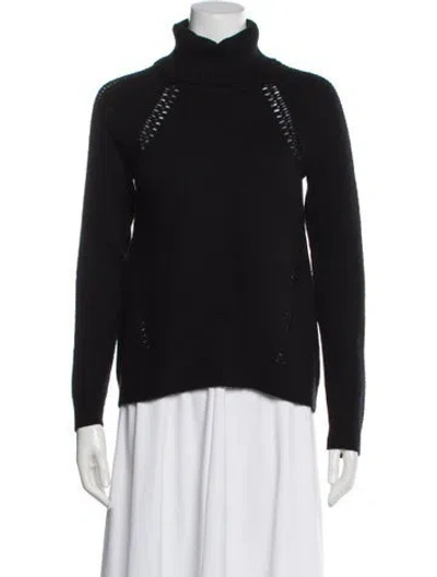 Pre-owned Milly Wool Turtleneck Sweater In Black