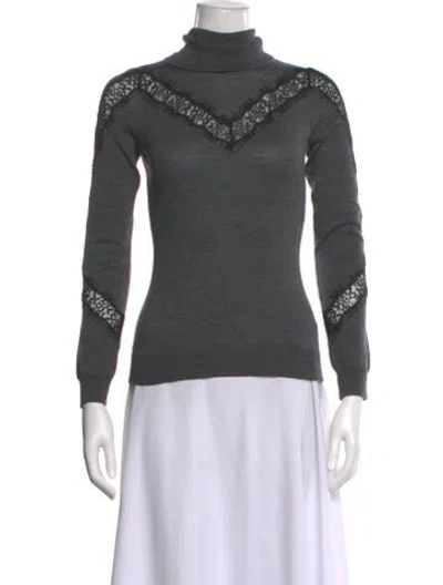 Pre-owned Milly Wool Turtleneck Sweater In Gray