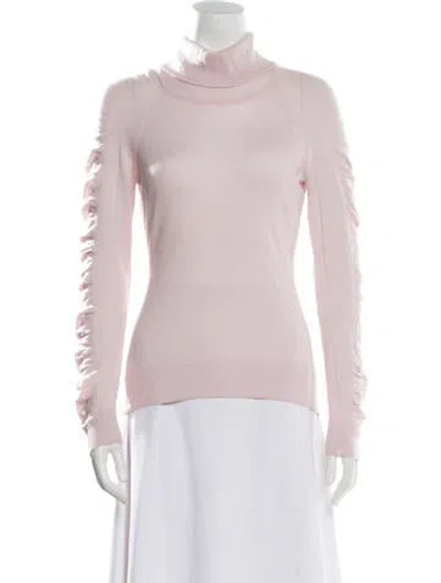 Pre-owned Milly Wool Turtleneck Sweater In Pink