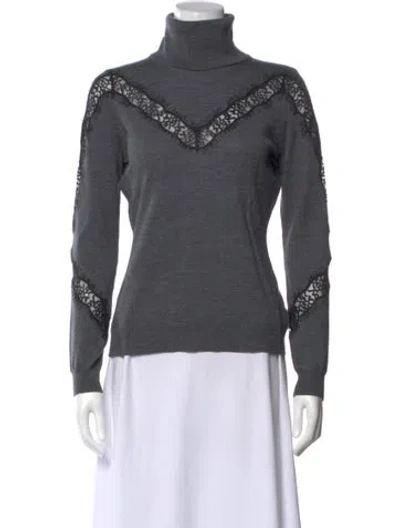 Pre-owned Milly Wool Turtleneck Sweater W/ Tags In Gray