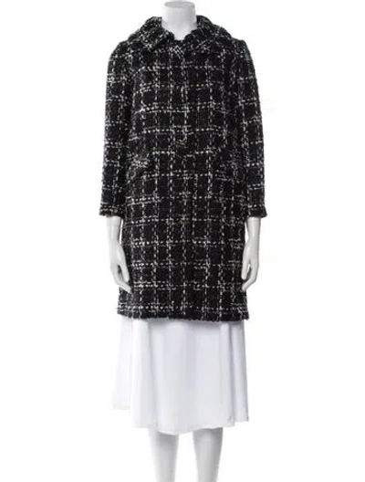 Pre-owned Milly Wool Tweed Pattern Coat In Black