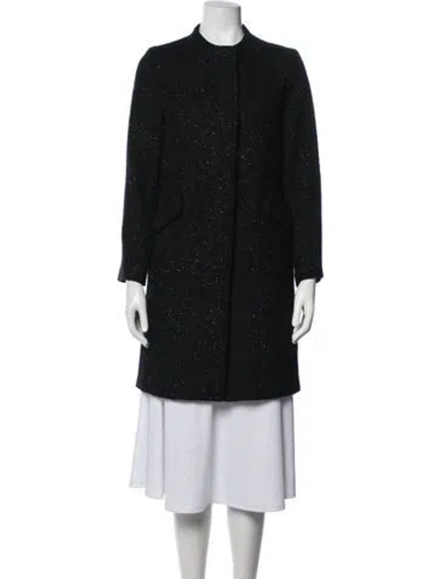 Pre-owned Milly Wool Tweed Pattern Coat In Blue