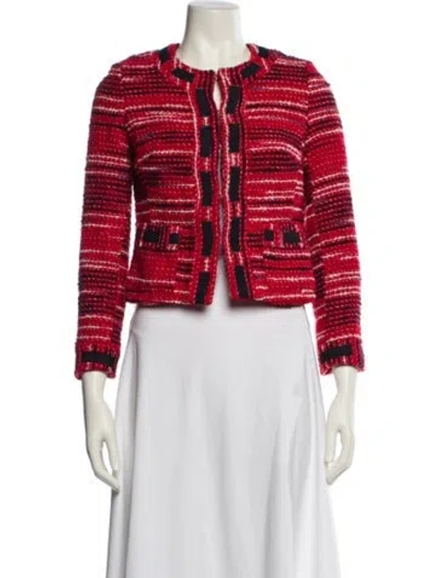 Pre-owned Milly Wool Tweed Pattern Evening Jacket In Red