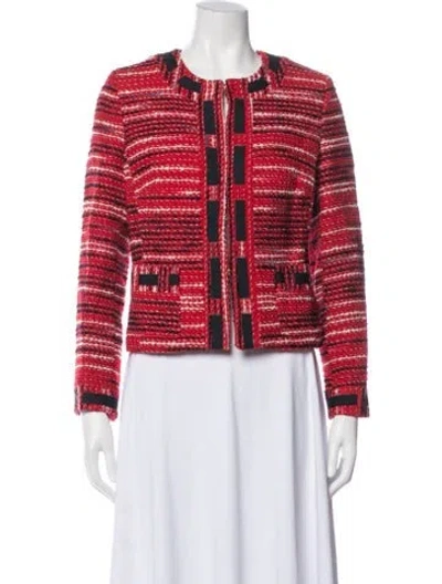 Pre-owned Milly Wool Tweed Pattern Evening Jacket In Red