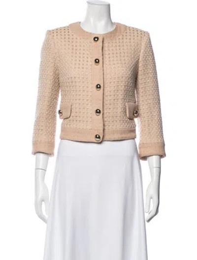 Pre-owned Milly Wool Tweed Pattern Jacket In Neutral