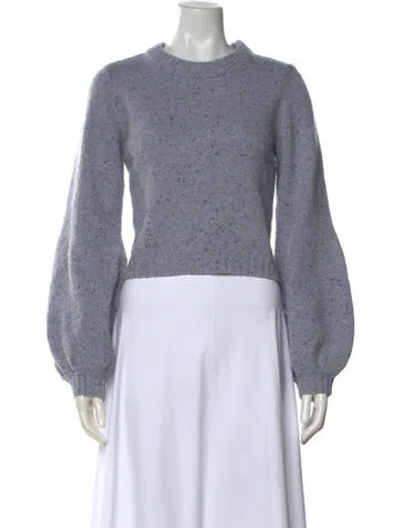 Pre-owned Milly Wool Tweed Pattern Sweater In Blue