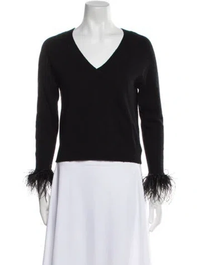 Pre-owned Milly Wool V-neck Sweater In Black