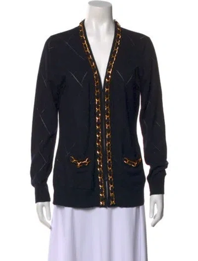 Pre-owned Milly Wool V-neck Sweater In Black