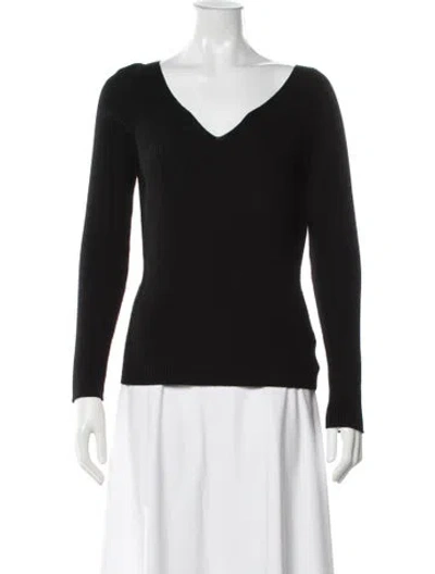 Pre-owned Milly Wool V-neck Sweater In Black