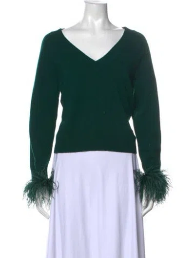 Pre-owned Milly Wool V-neck Sweater In Green