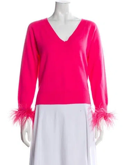Pre-owned Milly Wool V-neck Sweater In Pink