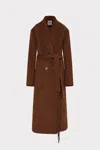 Milly Wyatt Fringe Wool Overcoat In Brown