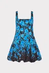Milly Wylma Flower Mini Dress In Blue