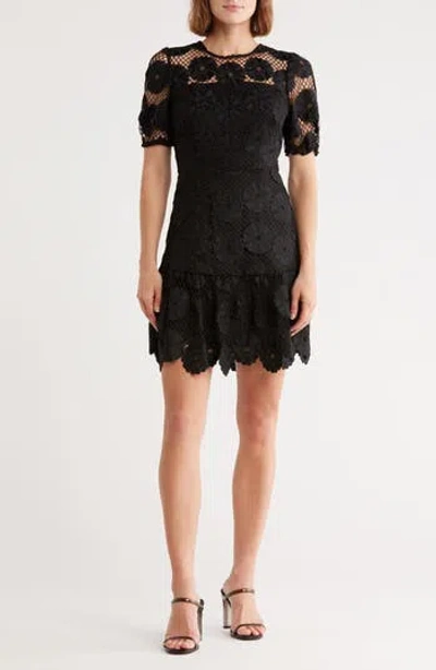 Milly Yasmin Floral Embroidered Lace Dress In Animal Print