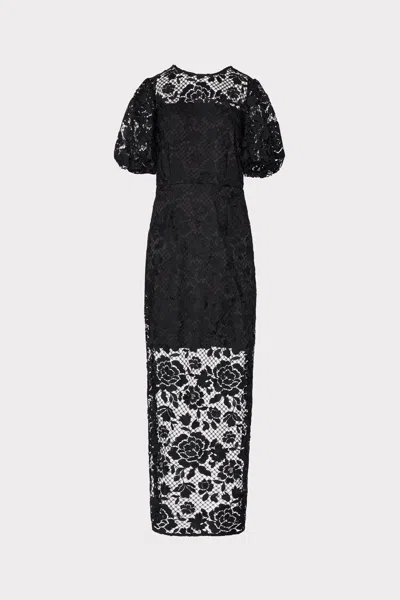 Milly Yasmin Rose Mosaic Maxi Dress In Black