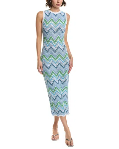 Milly Zig Zag Midi Dress In Blue
