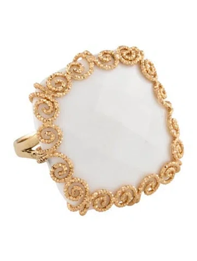 Pre-owned Milor 14k Chalcedony Filigree Frame Cocktail Ring In Multicolor