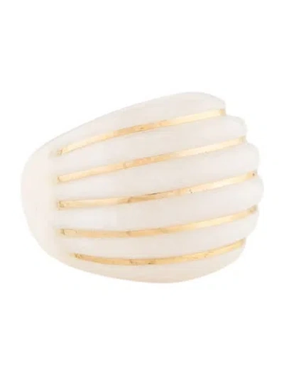 Pre-owned Milor 14k Chalcedony Ribbed Dome Ring In Multi