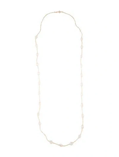 Pre-owned Milor 14k Cubic Zirconia Woven Station Necklace, 36.5" In Multi