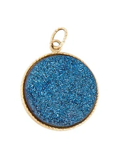 Pre-owned Milor 14k Druzy Pendant, 1.75" In Multi