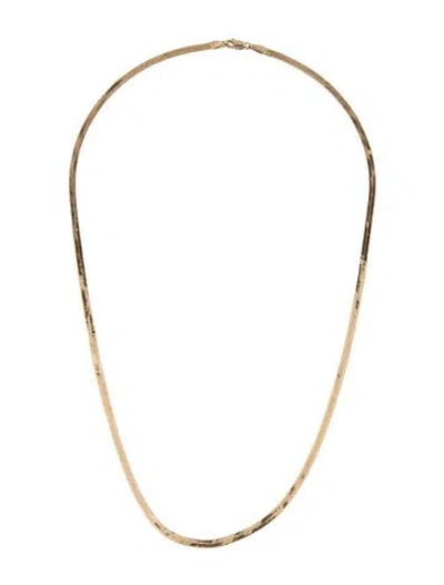 Pre-owned Milor 14k Herringbone Chain Necklace, 22" In Multicolor