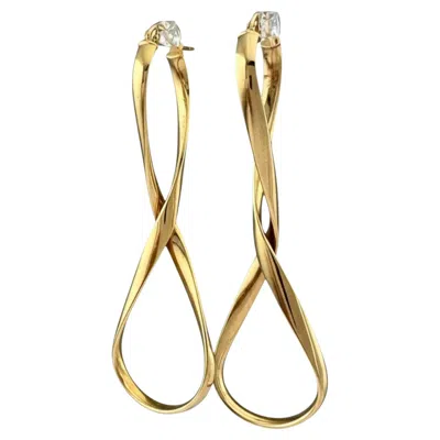 Pre-owned Milor 14k Italian Yellow Gold Twist Dangle Earrings 2 Inch By