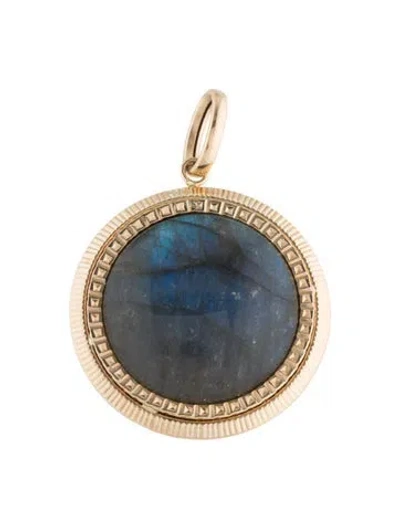 Pre-owned Milor 14k Labradorite & Coated Druzy Round Pendant, 1.75" In Multi