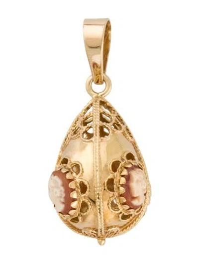 Pre-owned Milor 14k Mini Cameo Egg Pendant, 1.5" In Multi