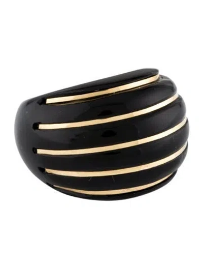 Pre-owned Milor 14k Onyx Ribbed Dome Ring In Multi