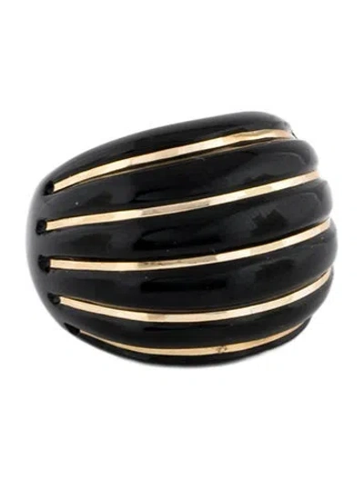 Pre-owned Milor 14k Onyx Ribbed Dome Ring In Multi