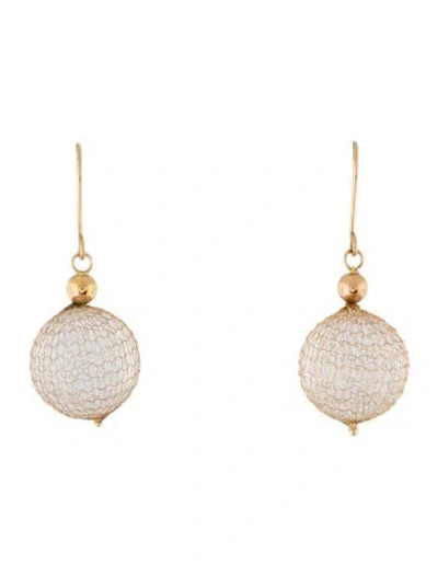 Pre-owned Milor 14k Quartz Bead Meshed Drop Earrings In Multi