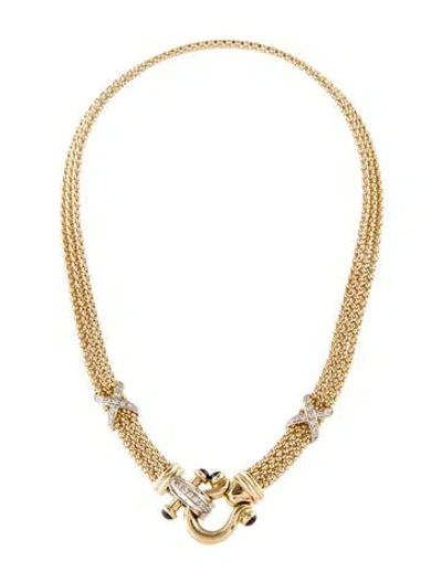 Pre-owned Milor 14k Sapphire & Cubic Zirconia Collar Chain Necklace, 18" In Multi