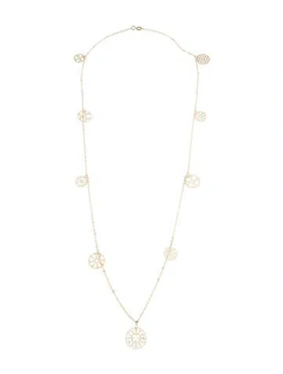 Pre-owned Milor 14k Textured Disc Station Necklace, 24.75" In Multi