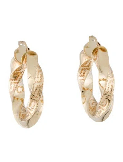 Pre-owned Milor 14k Textured Hoop Earrings In Multi
