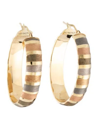 Pre-owned Milor 14k Tri-color Hoop Earrings In Multicolor